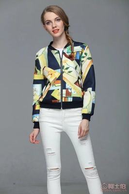 【廠家直銷2016秋冬爆款歐美印花棒球服外套女裝批發Y12】常熟市服裝城悅衣服飾商行 - 產品庫