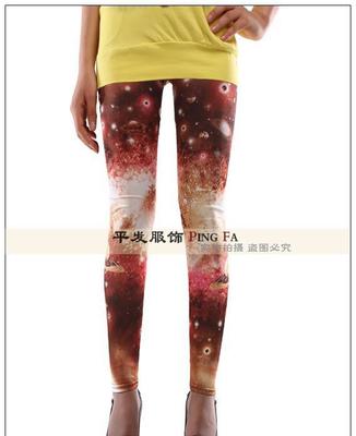 【批發(fā) 歐美原單外貿(mào) 紅色星空印花打底褲九分褲】價格_廠家_圖片 -